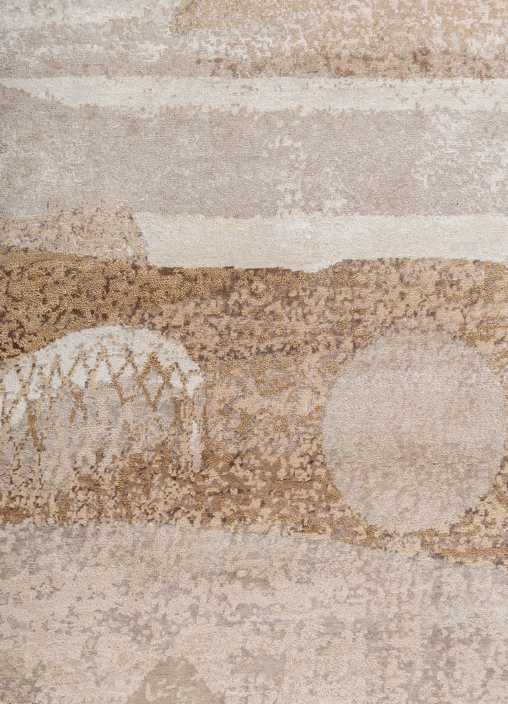 aprezo beige and brown viscose hand knotted Rug - CloseUp aprezo beige and brown viscose hand knotted Rug - CloseUp