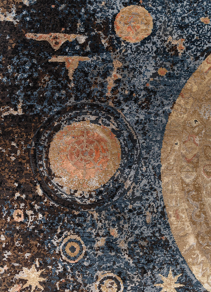 whispers of the desert blue wool and bamboo silk hand knotted Rug - CloseUp