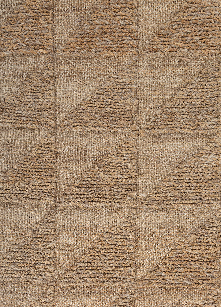 hula beige and brown wool hand knotted Rug - CloseUp