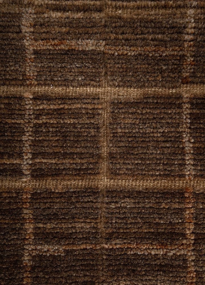 zuri beige and brown wool hand knotted Rug - CloseUp