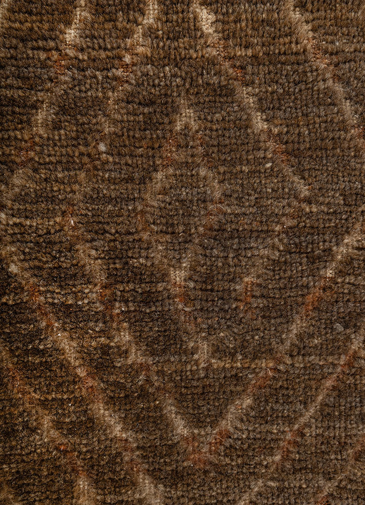 zuri beige and brown wool hand knotted Rug - CloseUp