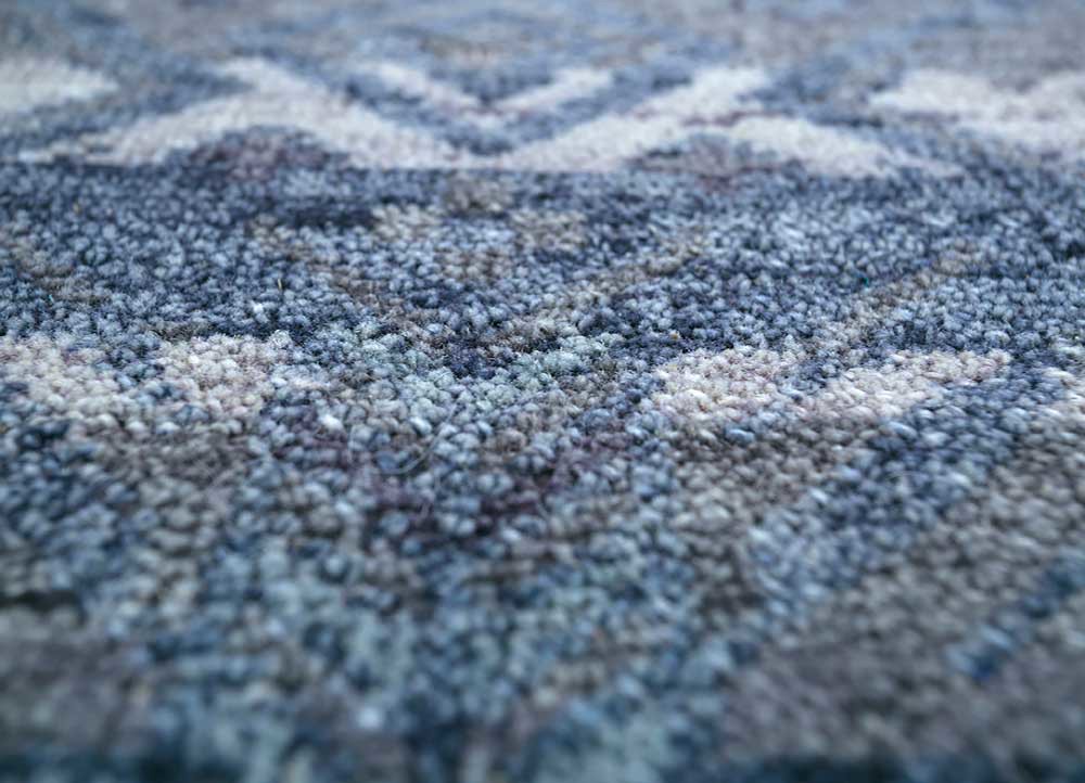 thyme blue wool hand knotted Rug - CloseUp thyme blue wool hand knotted Rug - CloseUp