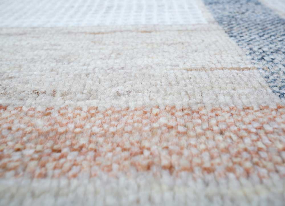 blythe beige and brown wool hand knotted Rug - CloseUp