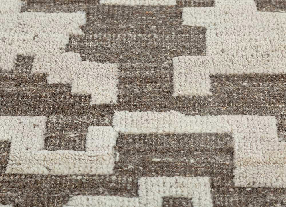 thyme beige and brown afghan wool hand knotted Rug - CloseUp thyme beige and brown afghan wool hand knotted Rug - CloseUp