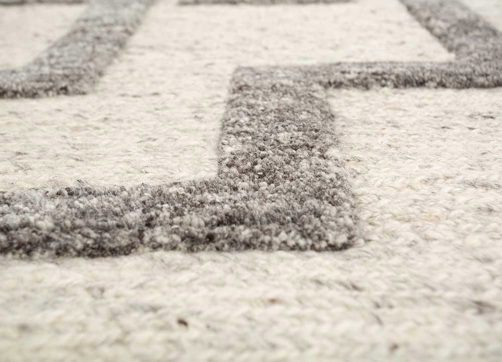 thyme ivory wool hand knotted Rug - CloseUp