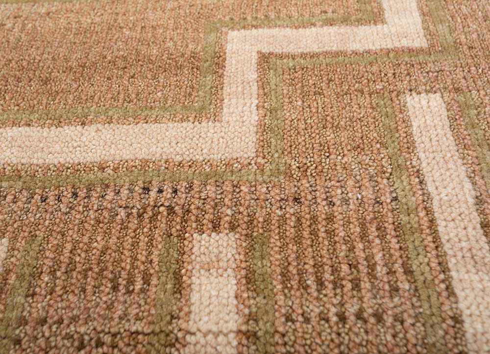 thyme red and orange wool hand knotted Rug - CloseUp