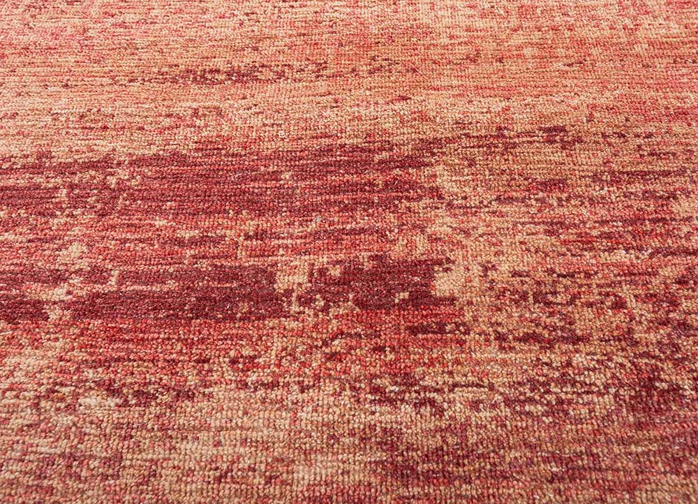 afterglow by kavi red and orange wool hand knotted Rug - CloseUp