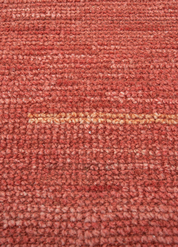 blythe red and orange wool hand knotted Rug - CloseUp