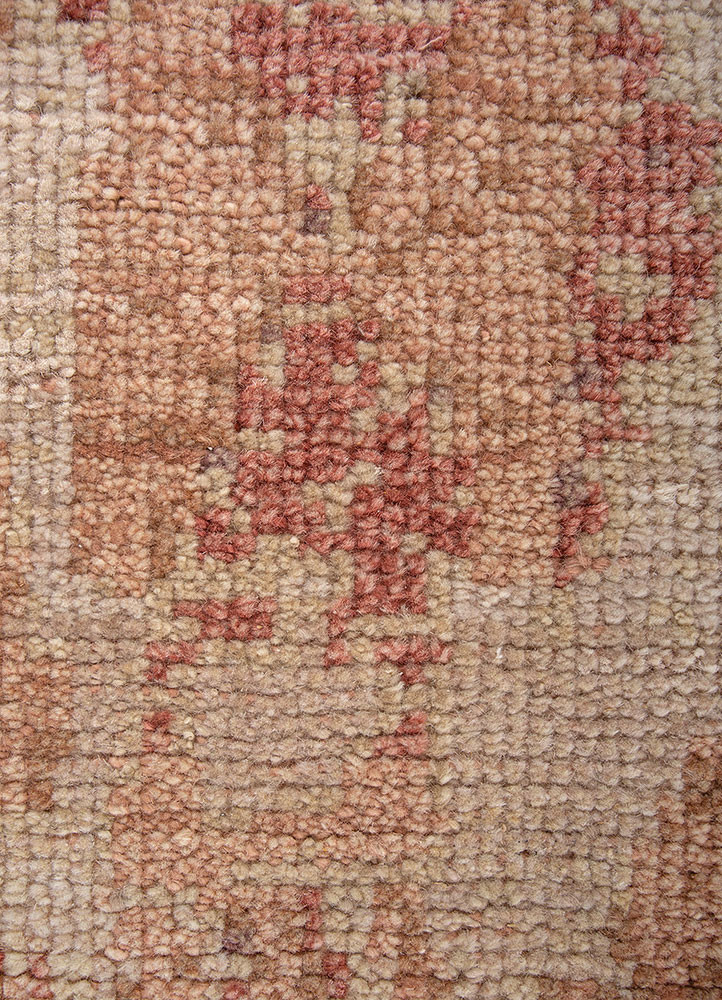 thyme red and orange wool hand knotted Rug - CloseUp