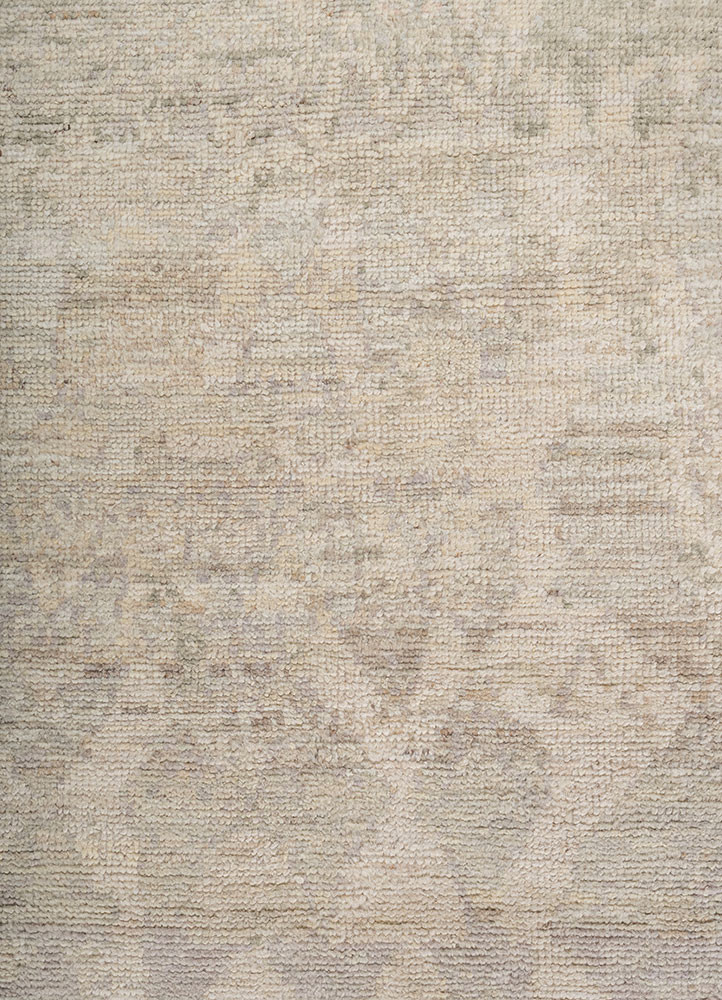 thyme ivory wool hand knotted Rug - CloseUp