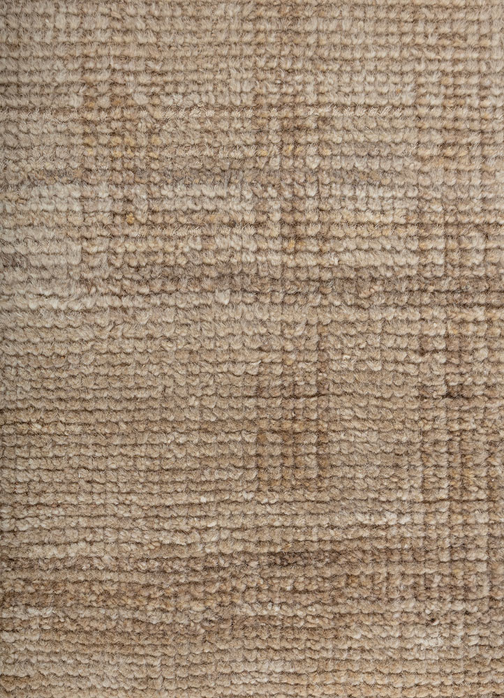 thyme beige and brown wool hand knotted Rug - CloseUp