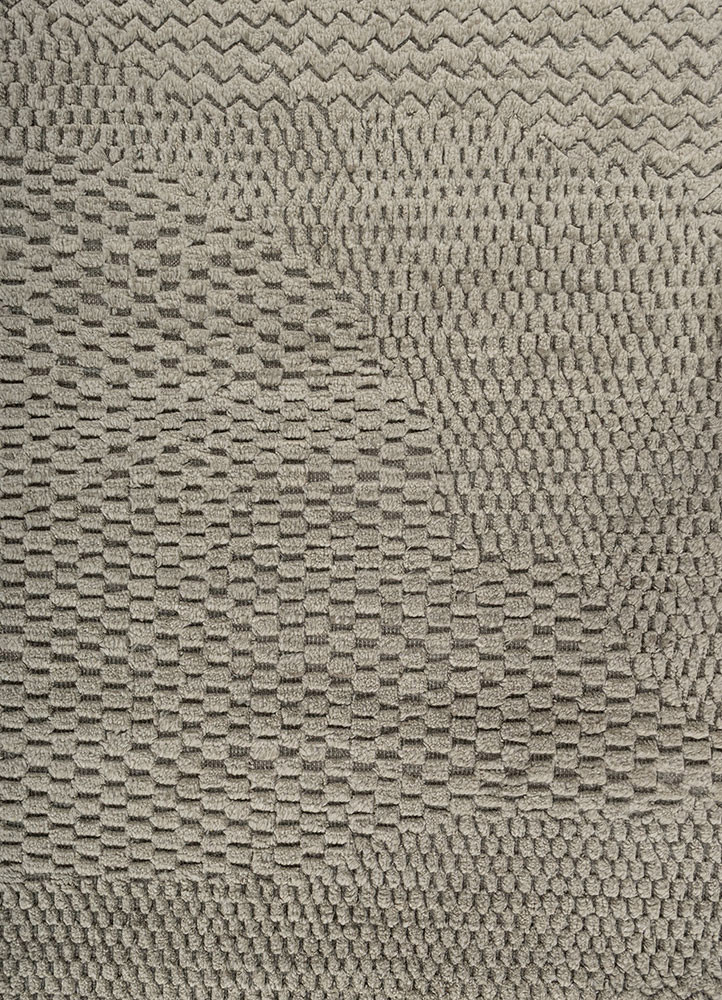 entropy green wool hand knotted Rug - CloseUp