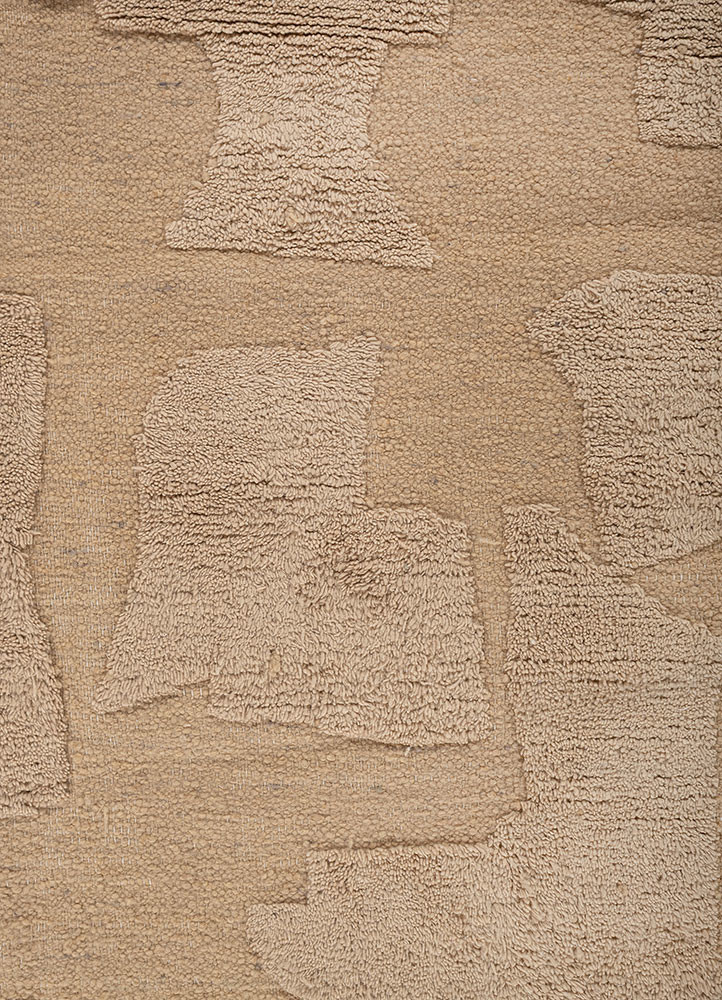 aprezo beige and brown wool hand knotted Rug - CloseUp