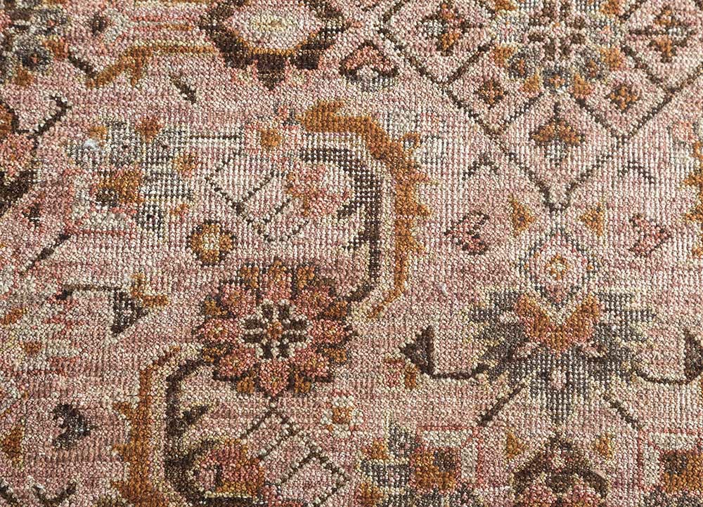someplace in time red and orange afghan wool hand knotted Rug - CloseUp