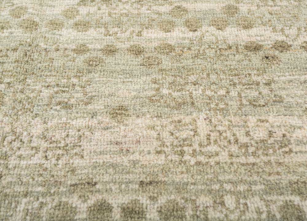 viscaya green wool hand knotted Rug - CloseUp