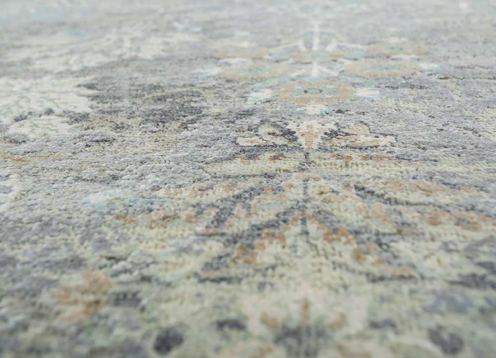far east blue wool and silk hand knotted Rug - CloseUp far east blue wool and silk hand knotted Rug - CloseUp