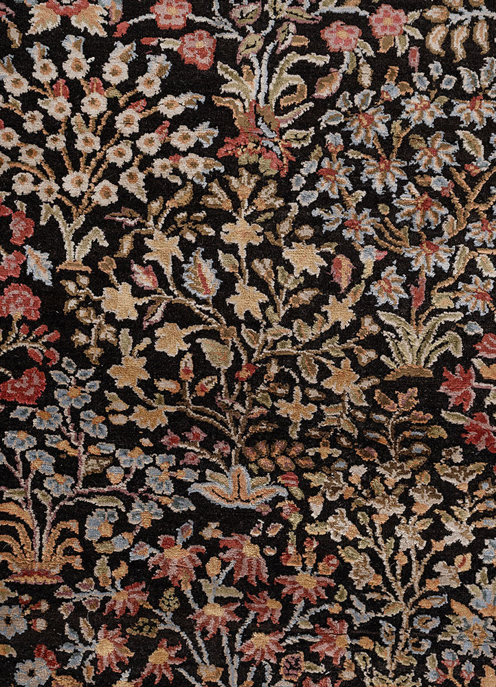 gulmarg blue wool and silk hand knotted Rug - CloseUp