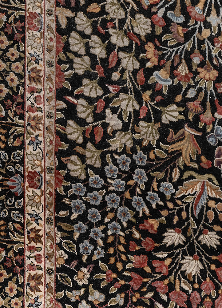 gulmarg blue wool and silk hand knotted Rug - CloseUp gulmarg blue wool and silk hand knotted Rug - CloseUp