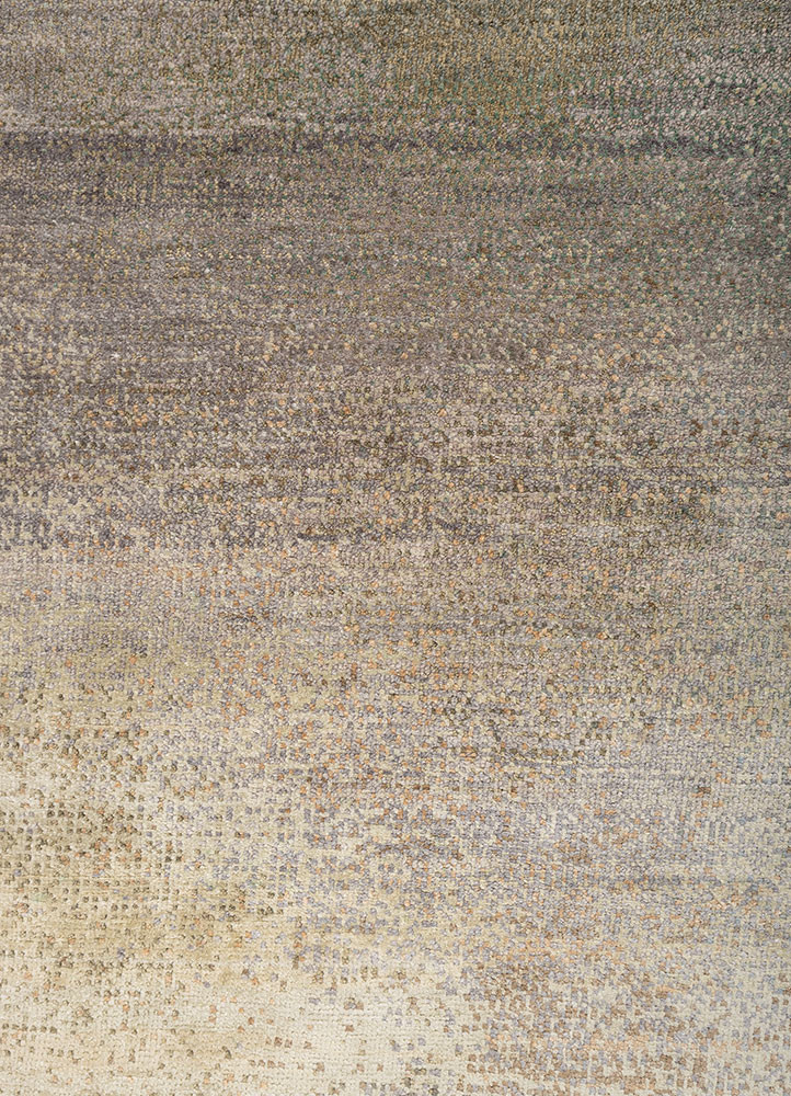 afterglow by kavi blue wool and silk hand knotted Rug - CloseUp