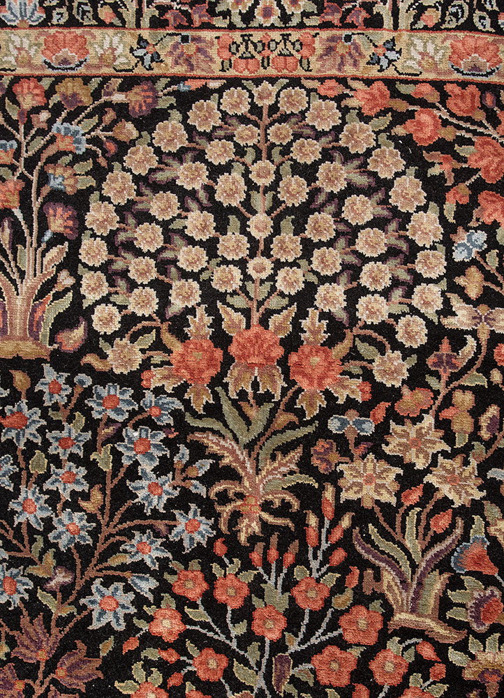 aurora grey and black wool and silk hand knotted Rug - CloseUp aurora grey and black wool and silk hand knotted Rug - CloseUp