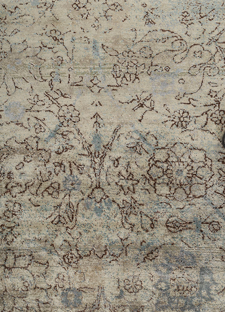aurora ivory wool and silk hand knotted Rug - CloseUp aurora ivory wool and silk hand knotted Rug - CloseUp