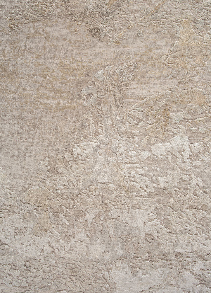 entropy ivory wool and silk hand knotted Rug - CloseUp entropy ivory wool and silk hand knotted Rug - CloseUp