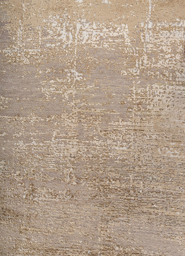 entropy ivory wool and silk hand knotted Rug - CloseUp