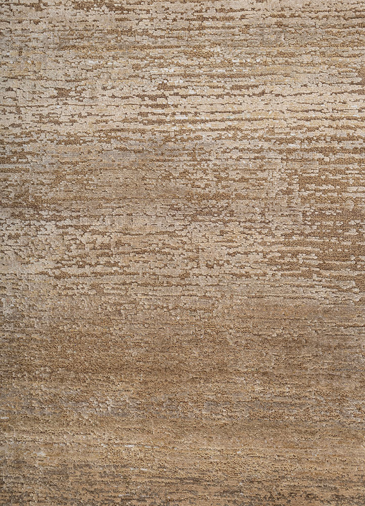 entropy ivory wool and silk hand knotted Rug - CloseUp