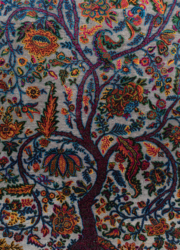 aprezo blue wool and silk hand knotted Rug - CloseUp aprezo blue wool and silk hand knotted Rug - CloseUp