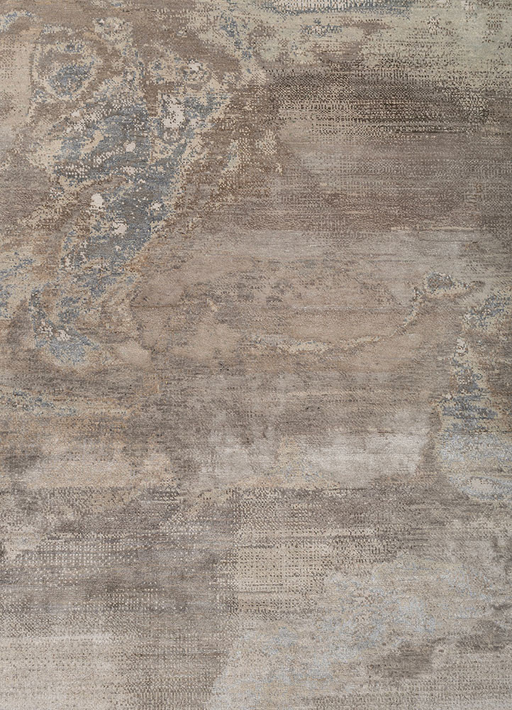 aprezo ivory wool and silk hand knotted Rug - CloseUp aprezo ivory wool and silk hand knotted Rug - CloseUp