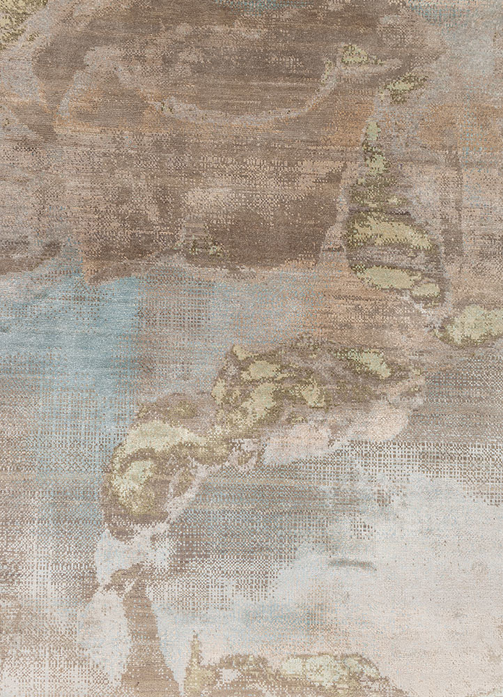 aprezo green wool and silk hand knotted Rug - CloseUp aprezo green wool and silk hand knotted Rug - CloseUp