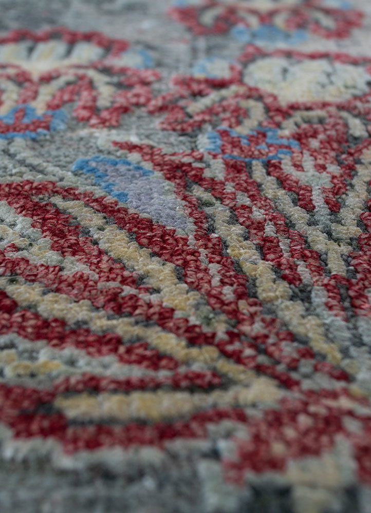 far east ivory wool and silk hand knotted Rug - CloseUp far east ivory wool and silk hand knotted Rug - CloseUp