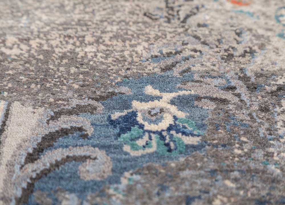 far east ivory wool and silk hand knotted Rug - CloseUp far east ivory wool and silk hand knotted Rug - CloseUp