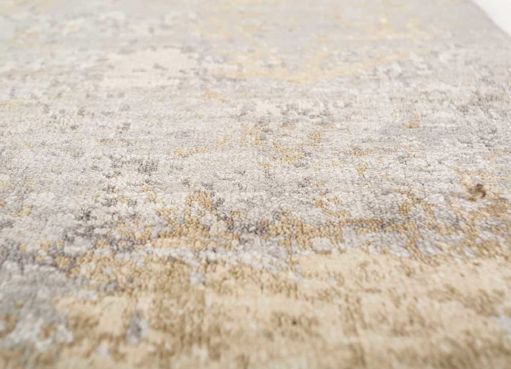 pansy ivory wool and silk hand knotted Rug - CloseUp pansy ivory wool and silk hand knotted Rug - CloseUp