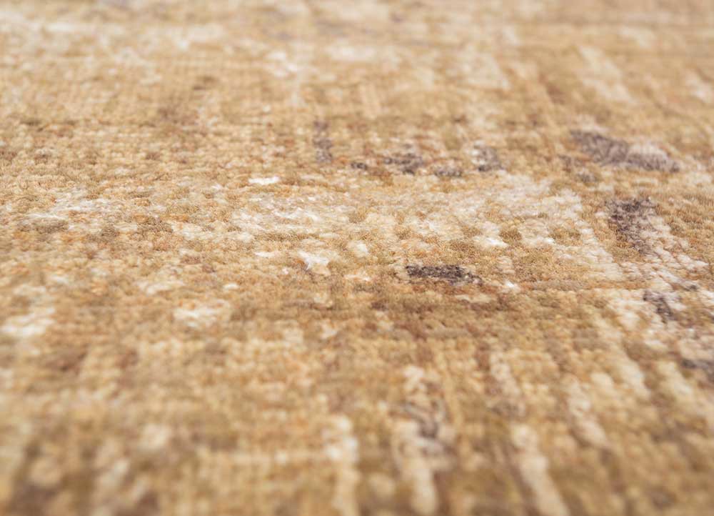 entropy beige and brown wool and silk hand knotted Rug - CloseUp