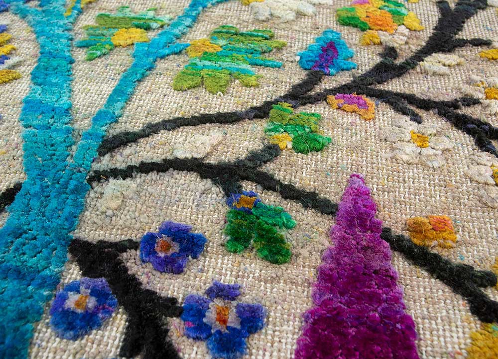 aurora ivory wool and silk hand knotted Rug - CloseUp aurora ivory wool and silk hand knotted Rug - CloseUp