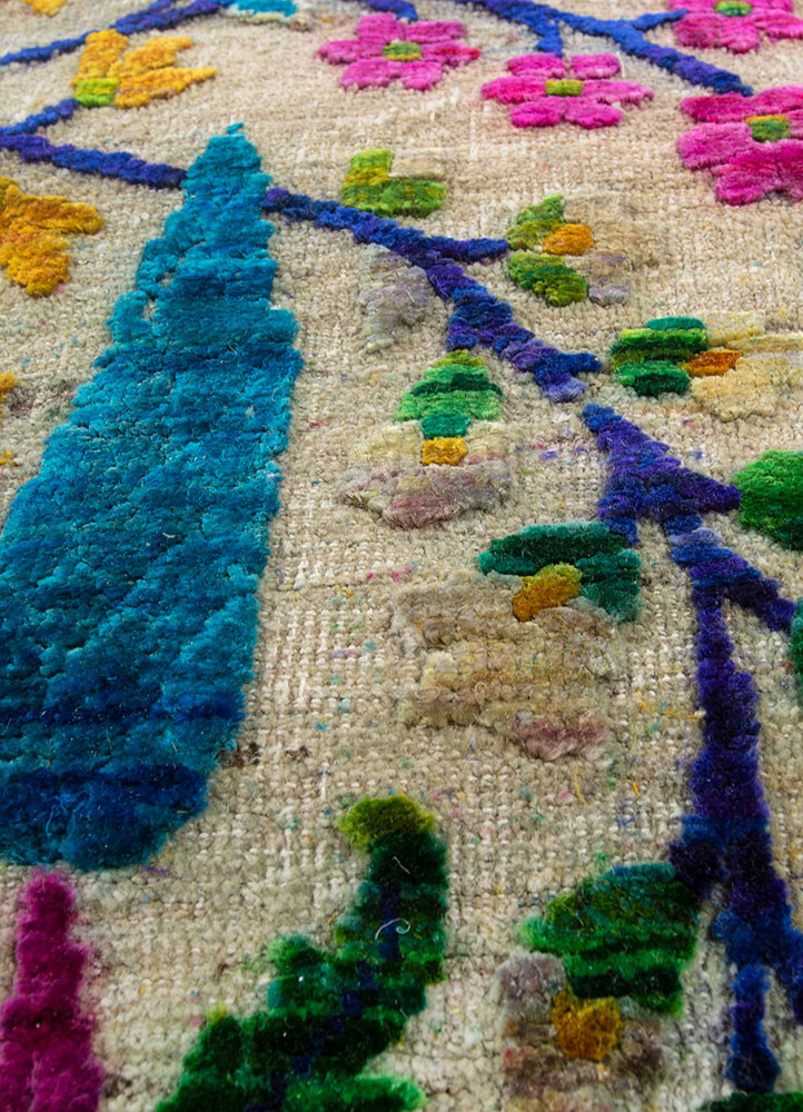 aurora ivory wool and silk hand knotted Rug - CloseUp aurora ivory wool and silk hand knotted Rug - CloseUp
