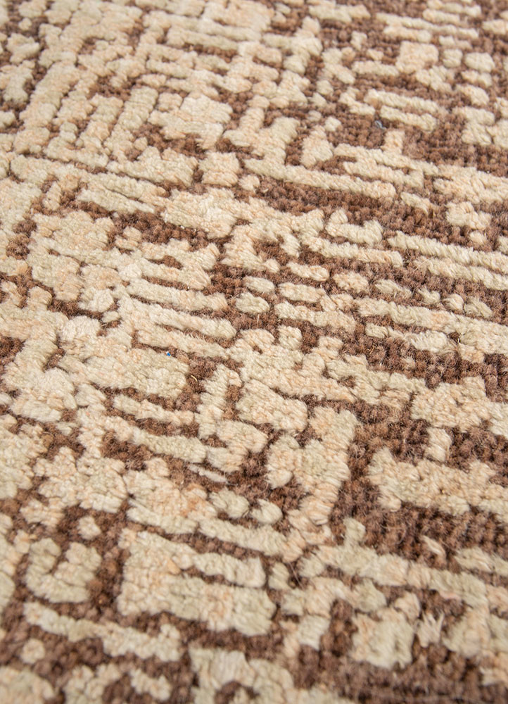 entropy beige and brown wool and silk hand knotted Rug - CloseUp