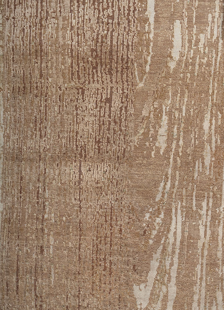 entropy ivory wool and silk hand knotted Rug - CloseUp