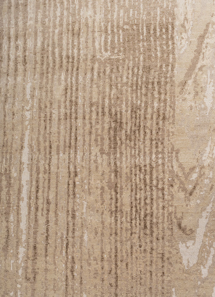entropy ivory wool and silk hand knotted Rug - CloseUp