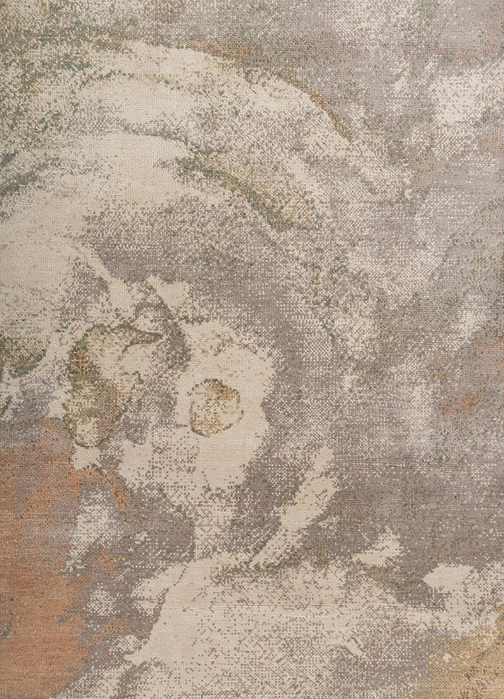 aprezo ivory wool and silk hand knotted Rug - CloseUp aprezo ivory wool and silk hand knotted Rug - CloseUp
