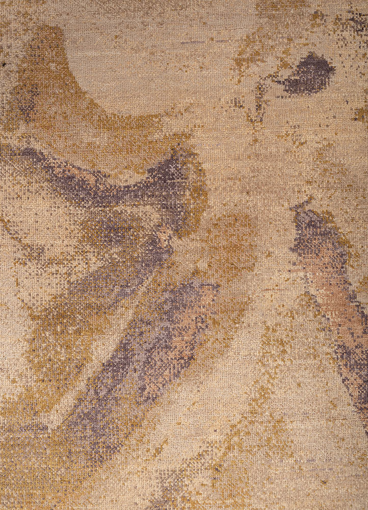 aprezo beige and brown wool and silk hand knotted Rug - CloseUp aprezo beige and brown wool and silk hand knotted Rug - CloseUp