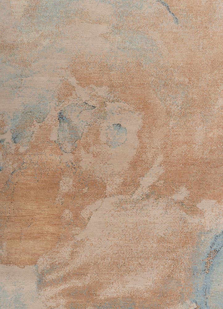 aprezo beige and brown wool and silk hand knotted Rug - CloseUp aprezo beige and brown wool and silk hand knotted Rug - CloseUp