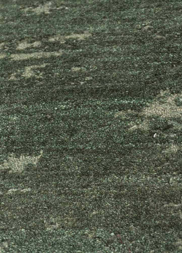 urban pause by kavi green wool hand knotted Rug - CloseUp urban pause by kavi green wool hand knotted Rug - CloseUp
