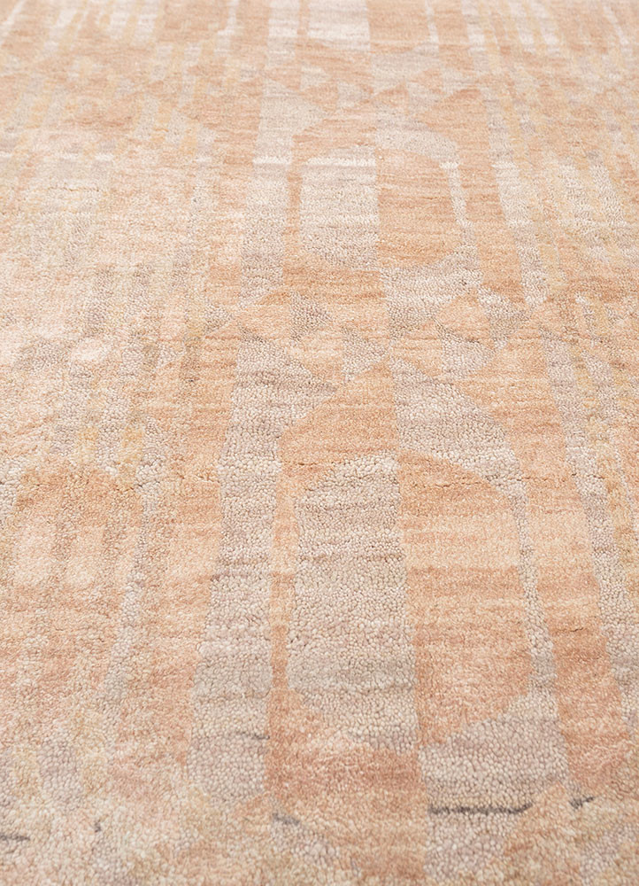 aakar by kavi pink and purple afghan wool and silk hand knotted Rug - CloseUp