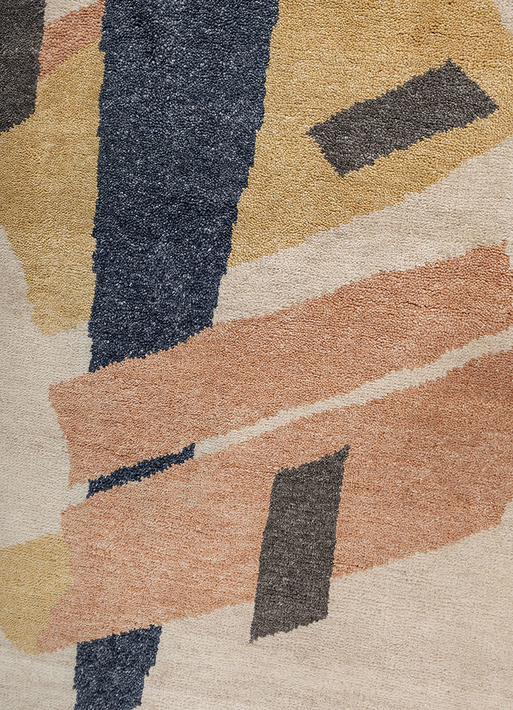 sthir beige and brown wool hand knotted Rug - CloseUp sthir beige and brown wool hand knotted Rug - CloseUp