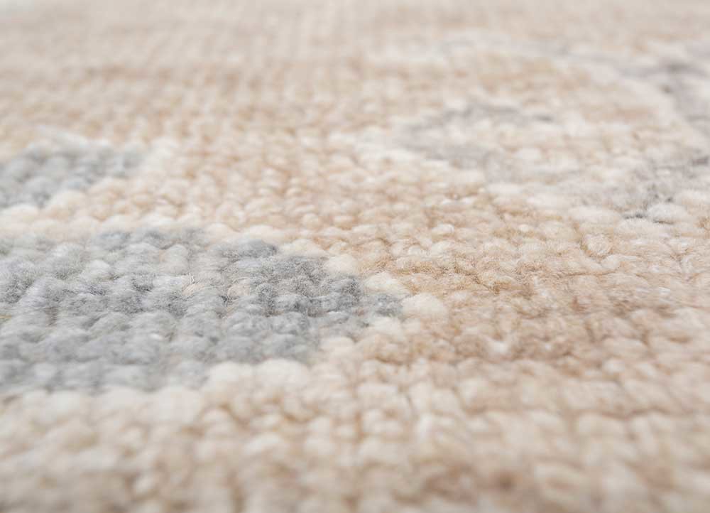 thyme ivory wool hand knotted Rug - CloseUp