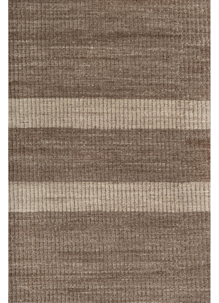 aprezo beige and brown wool hand knotted Rug - CloseUp