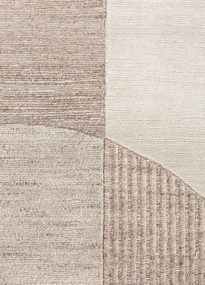 sthir beige and brown wool hand knotted Rug - CloseUp