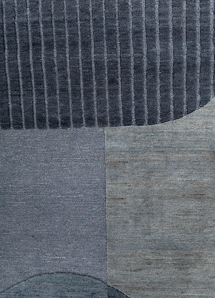 sthir blue wool hand knotted Rug - CloseUp sthir blue wool hand knotted Rug - CloseUp